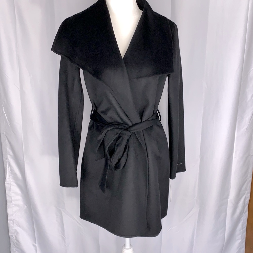 LAST ONE Tahari Ella Double Face Belted Wrap Coat - Picture 1 of 9